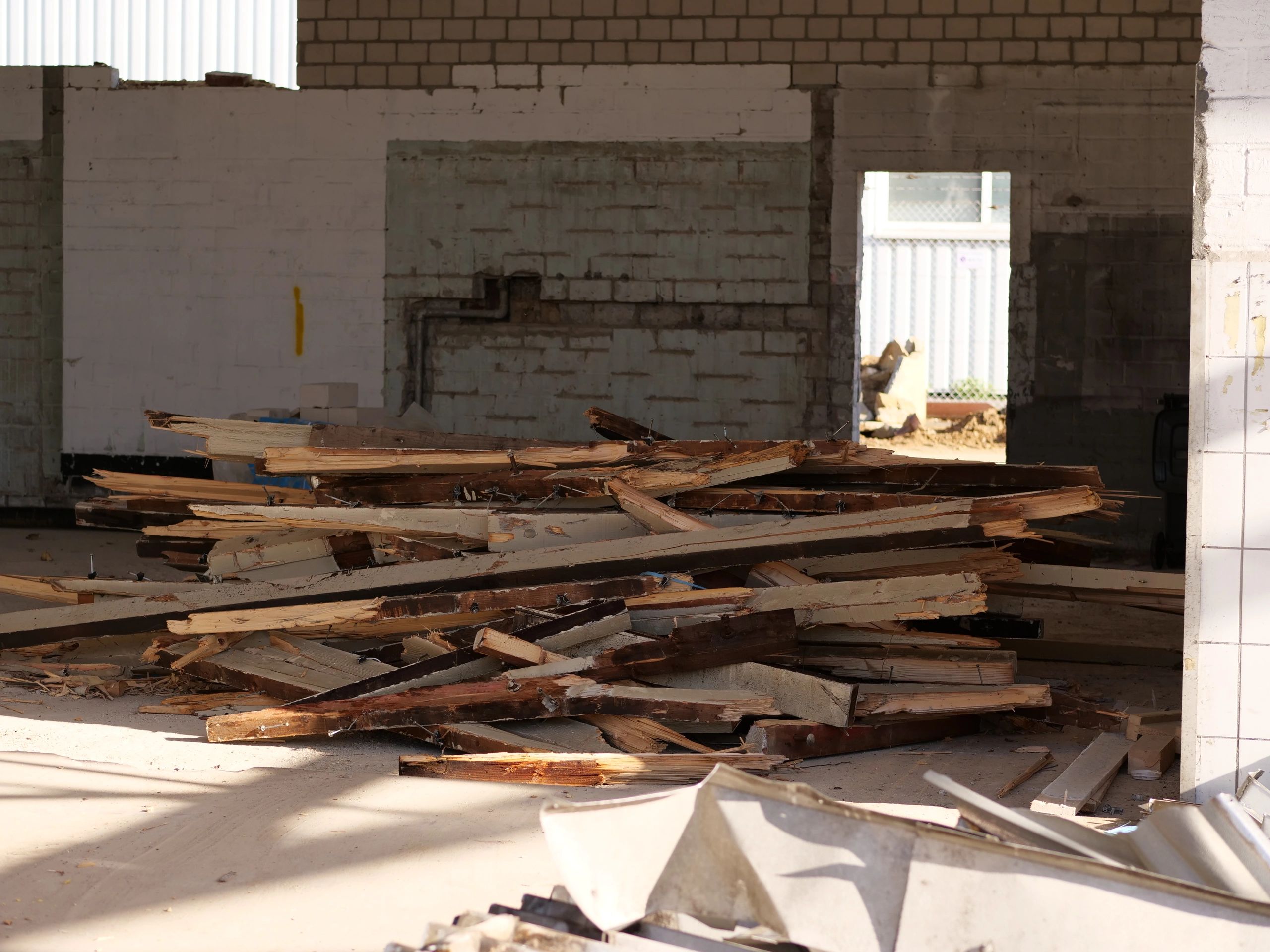Pile of construction debris ready for removal